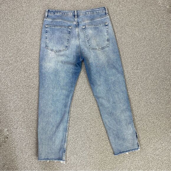 Topshop Moto Snap Leg High Rise Jeans Blue 32 Cropped Raw Hem Grunge - Picture 5 of 14